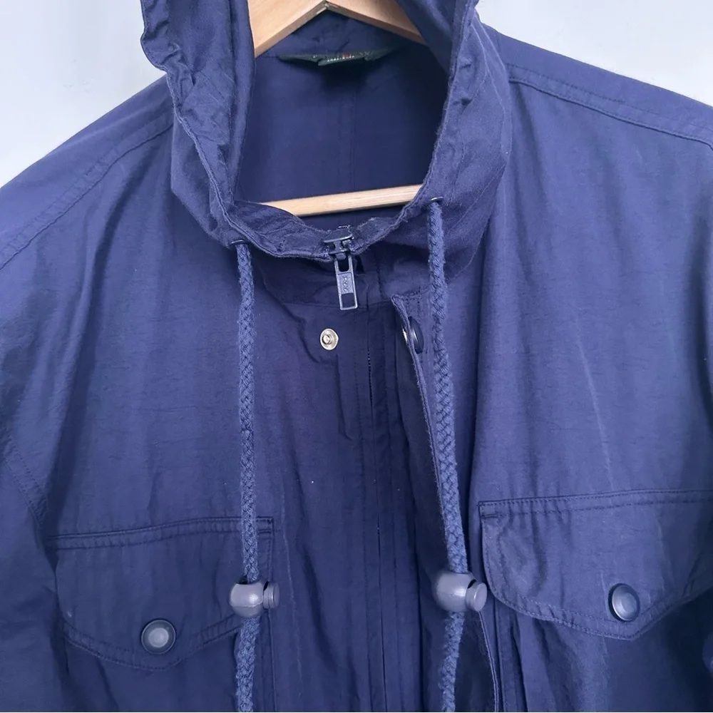 Vintage J Crew Oarsman Blue Hooded Field Utility Jacket Zip Up SZ Small Classic